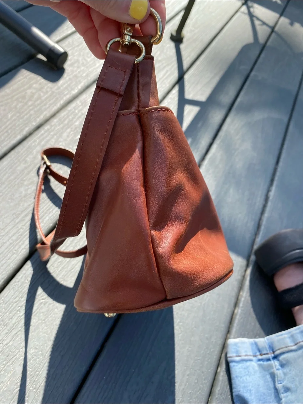 Divina Firenze Lilla Leather Crossbody Purse Cognac Brown Italian Leather Bag